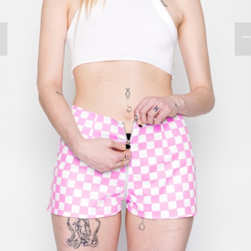 Pink Checkered Booty Shorts - Picture 5 of 5